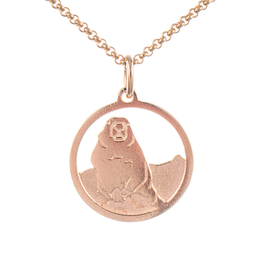 Anhänger Mankei Murmeltier 925 Silber rosé vergoldet mit Kette 45cm