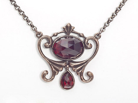 Collier Granat 925 Silber patiniert