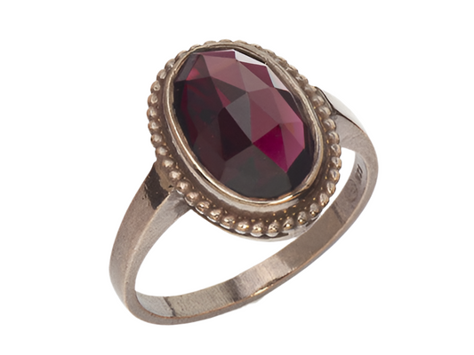 Ring Granat 925 Silber patiniert