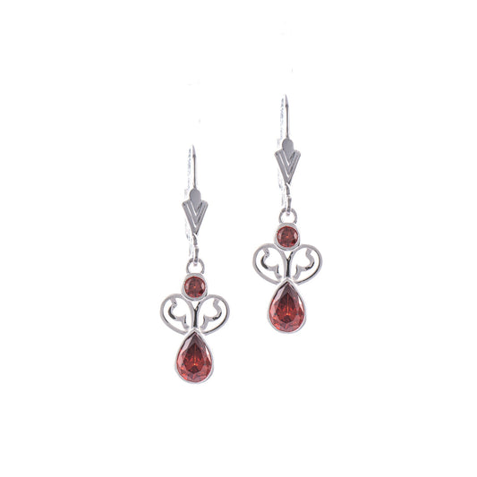 Ohrringe 925 Silber Zirkonia rot