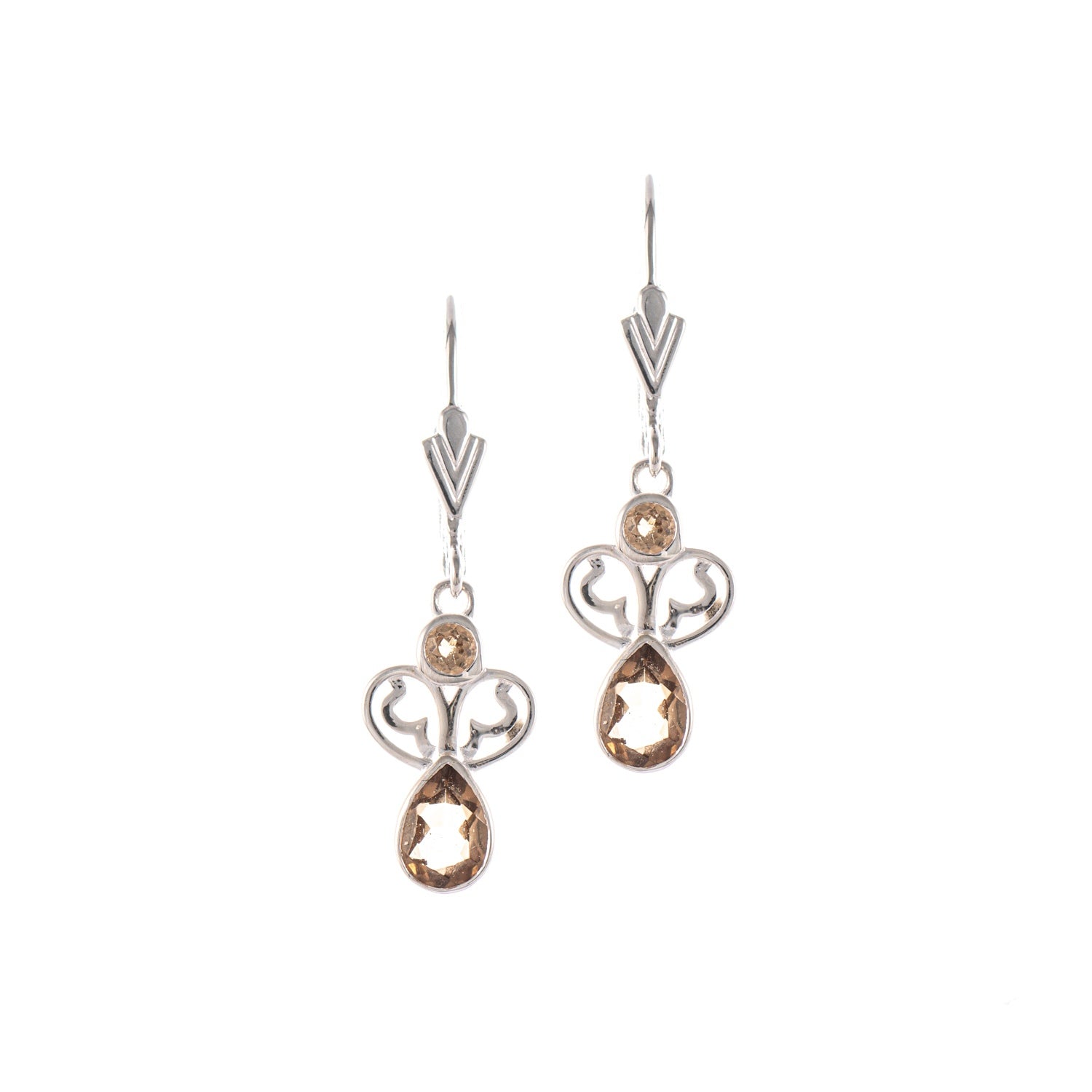 Ohrringe 925 Silber Zirkonia cognac