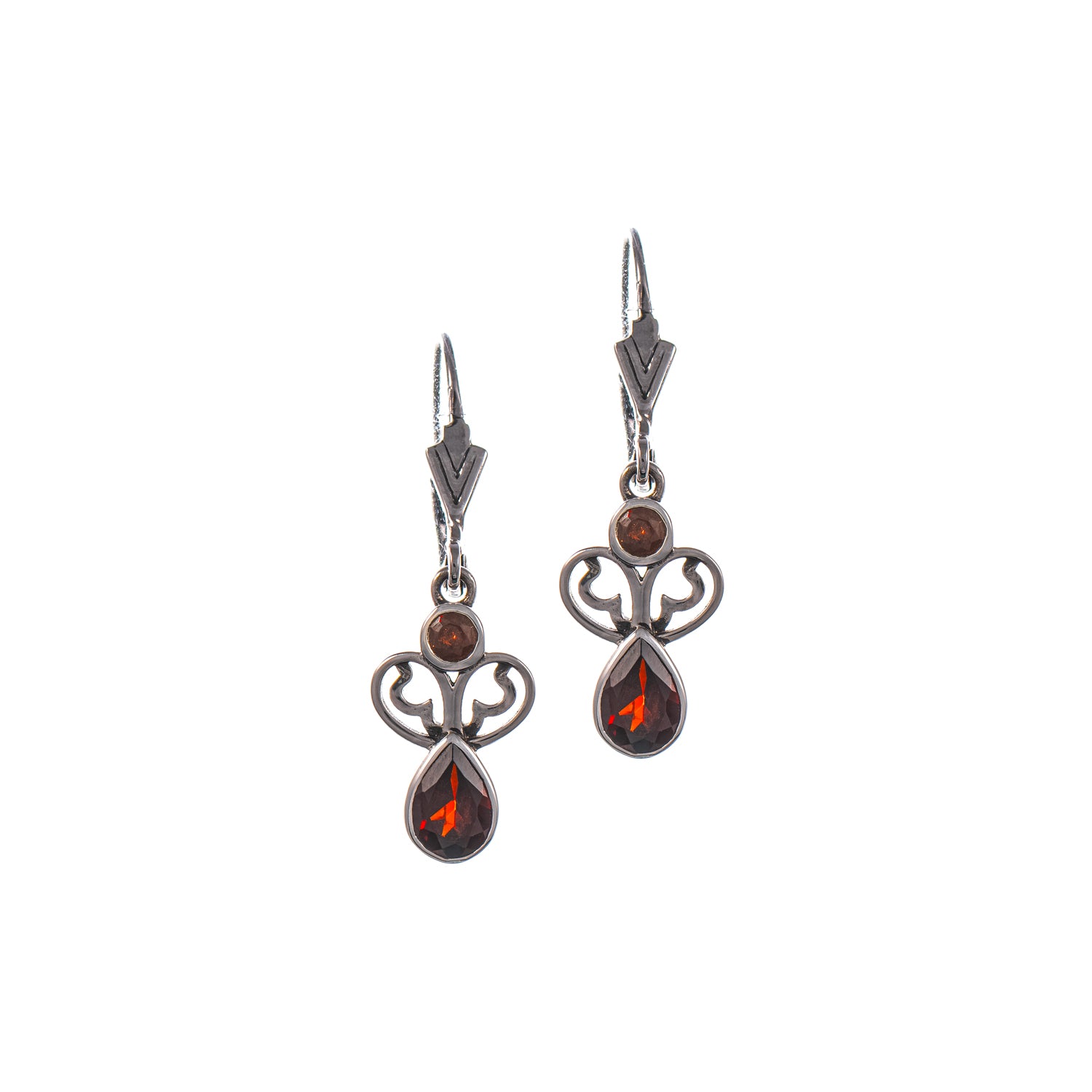 Ohrringe 925 Silber geschwärzt Granat