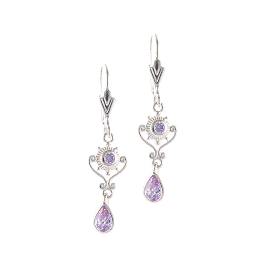 Ohrringe 925 Silber Zirkonia flieder