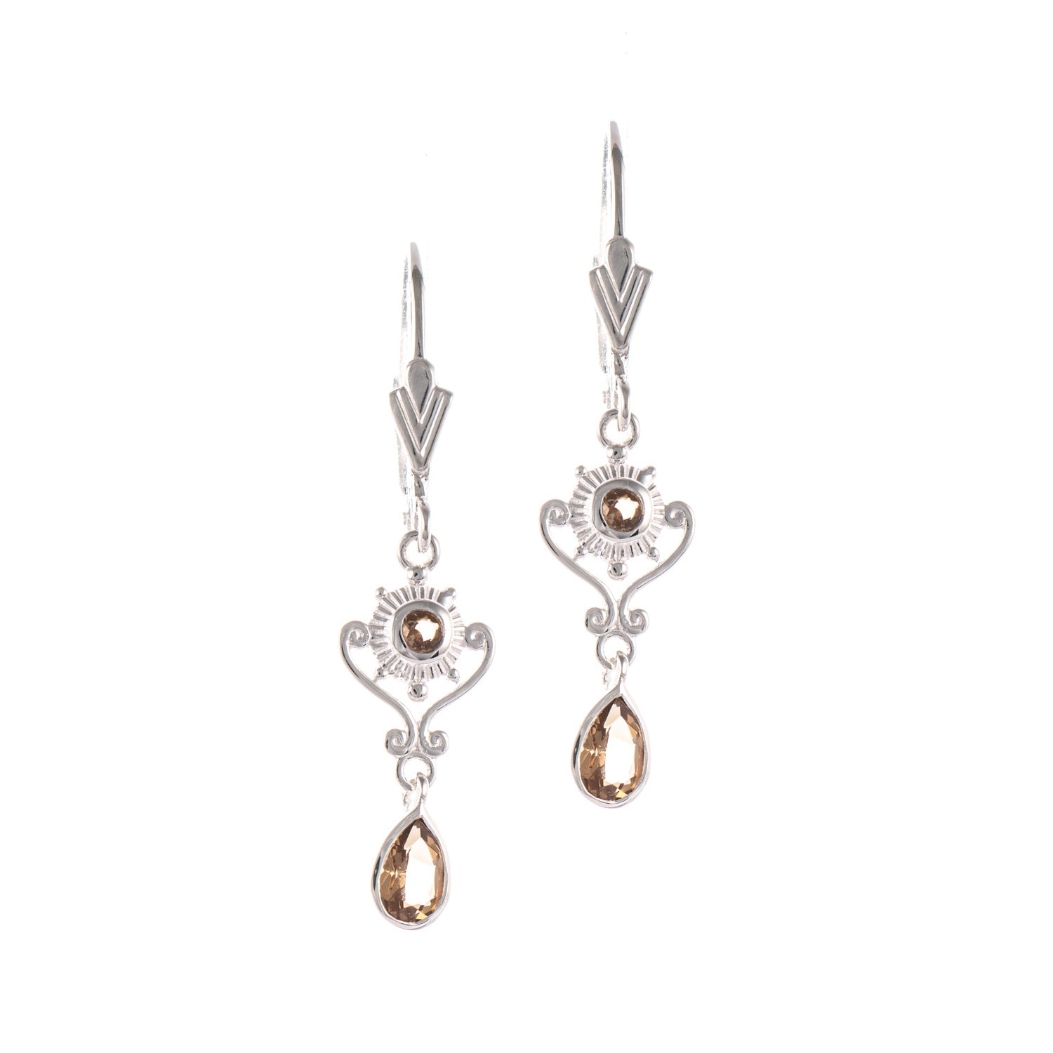 Ohrringe 925 Silber Zirkonia cognac