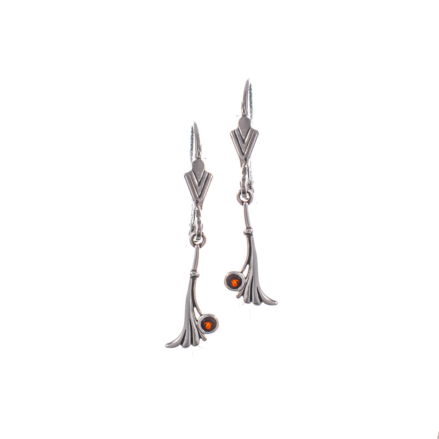 Ohrringe 925 Silber geschwärzt Granat