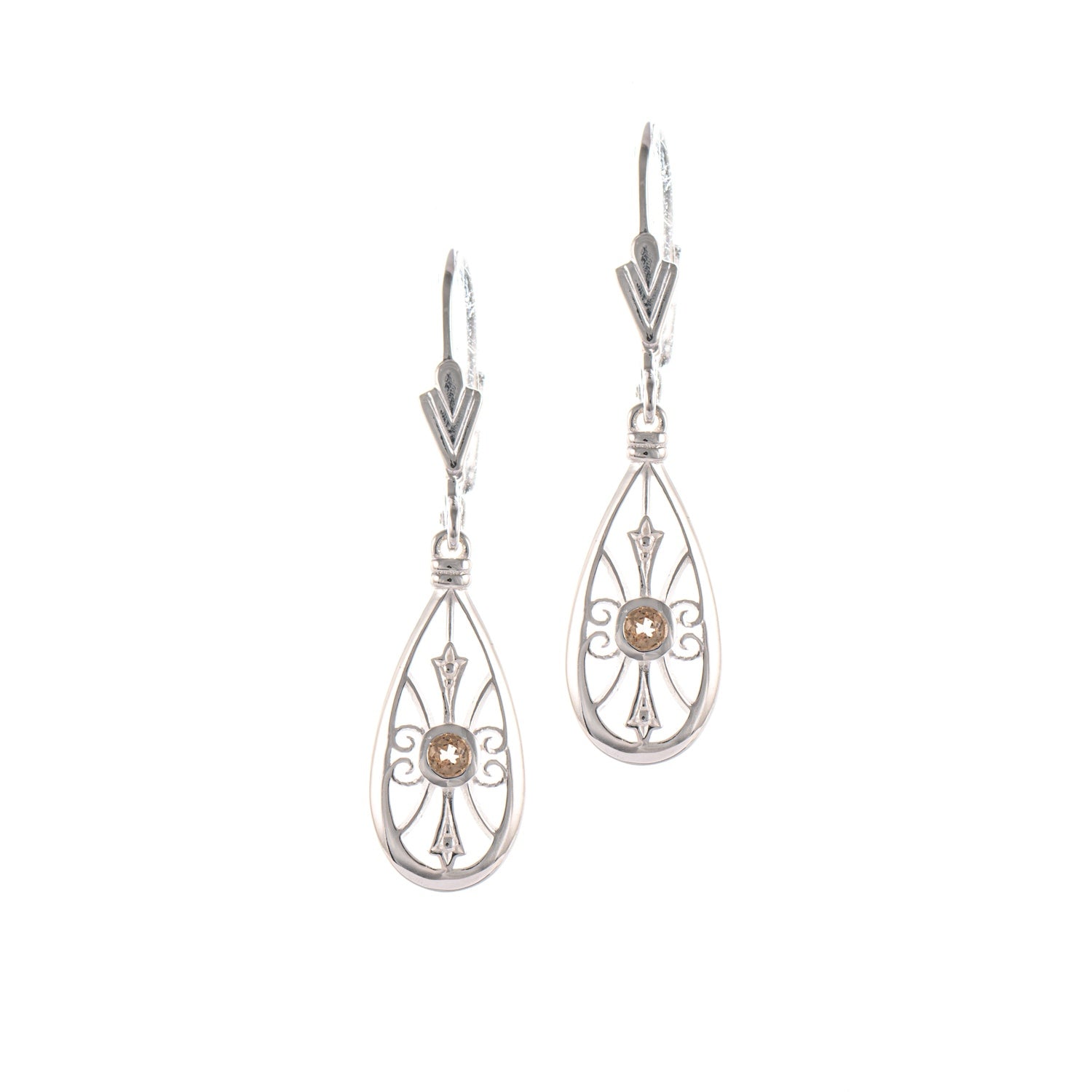 Ohrringe 925 Silber Zirkonia cognac