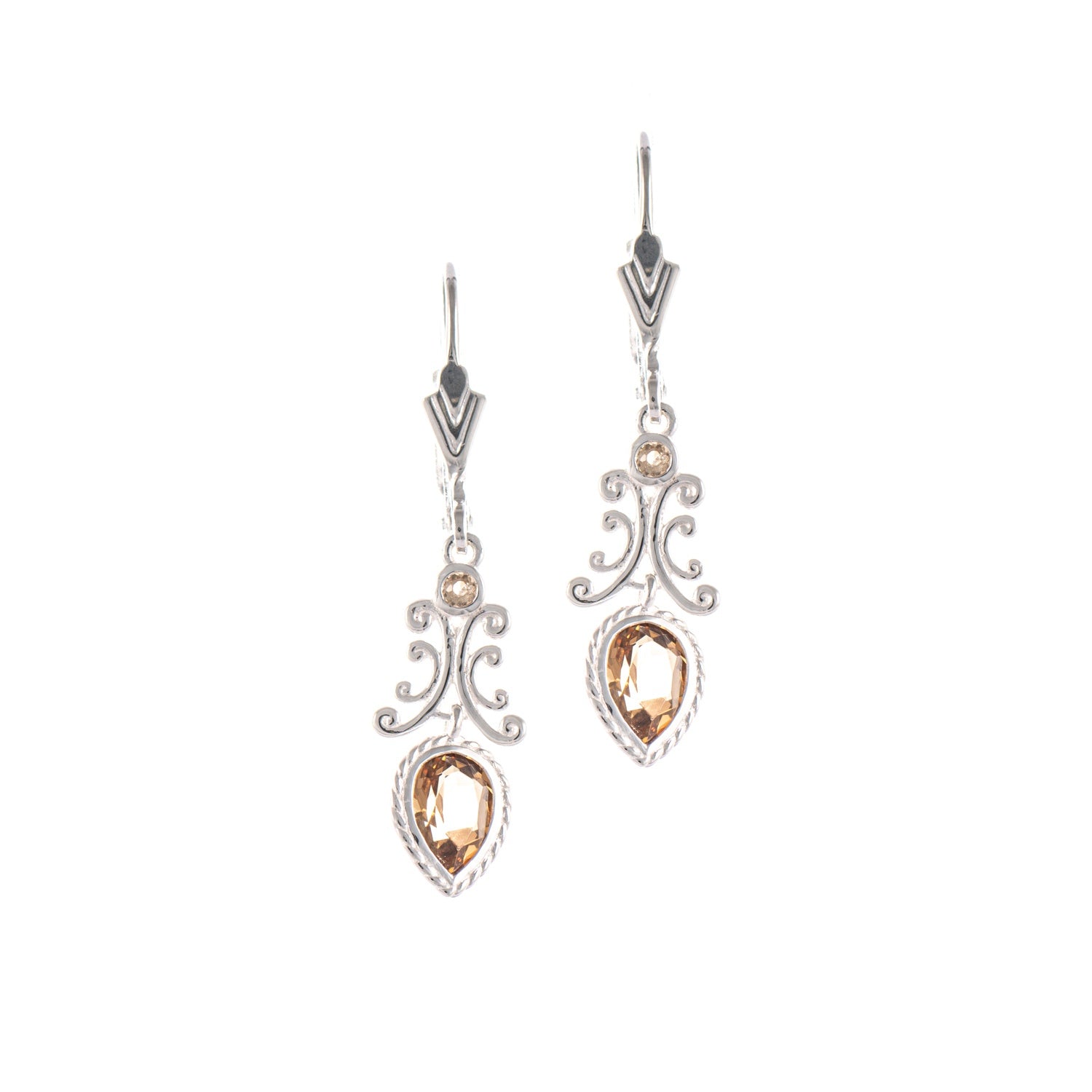 Ohrringe 925 Silber Zirkonia cognac