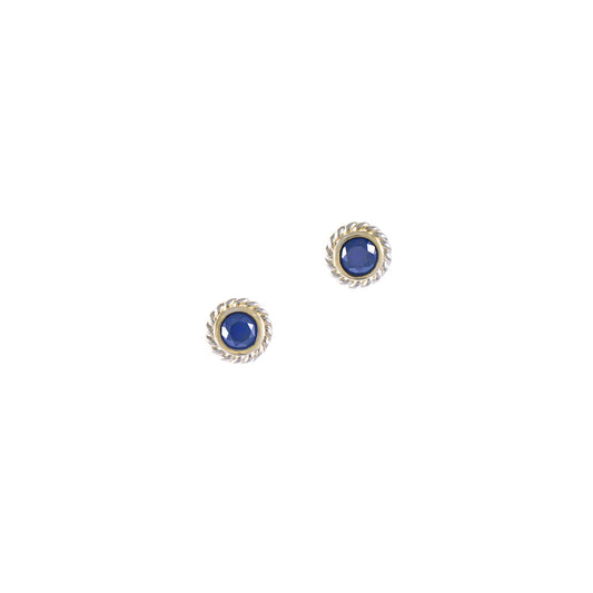 Ohrstecker 925 Silber teilvergoldet Zirkonia blau