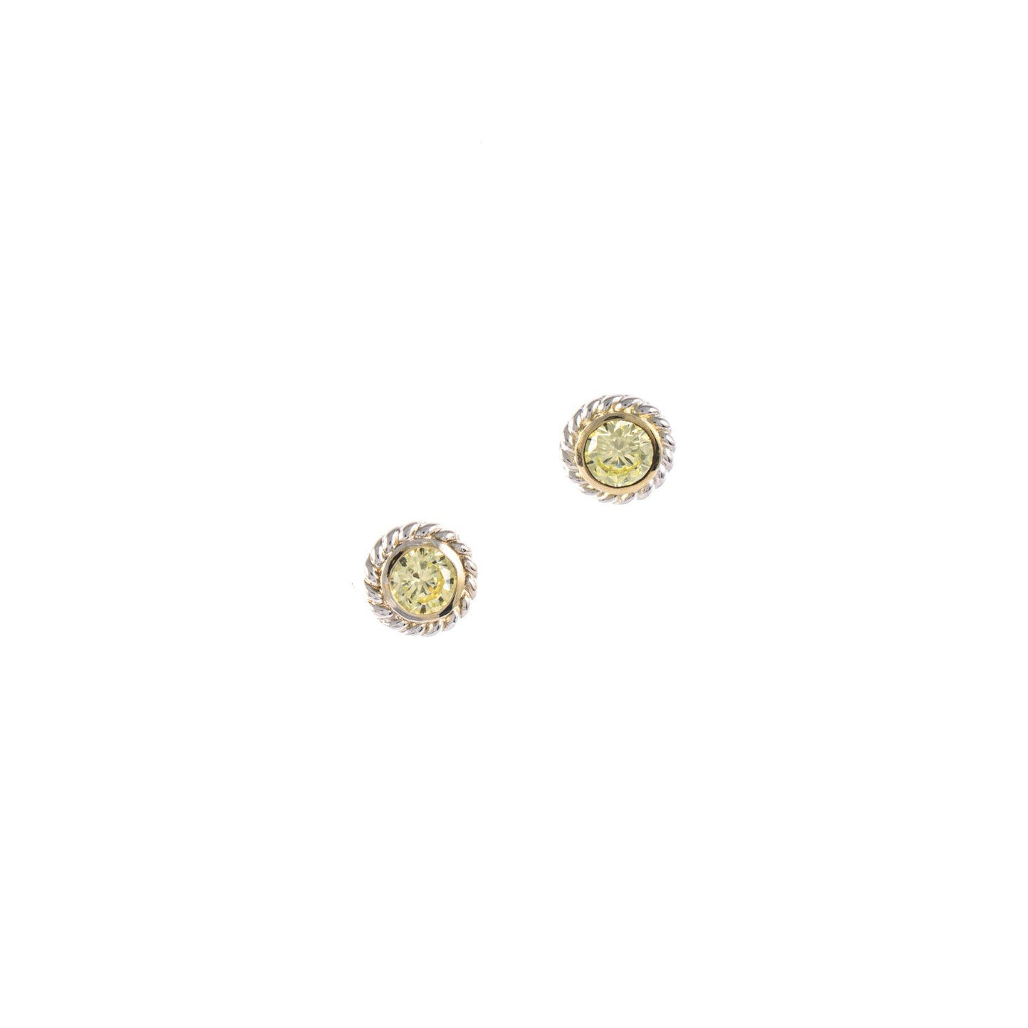 Ohrstecker 925 Silber teilvergoldet Zirkonia hellgrün