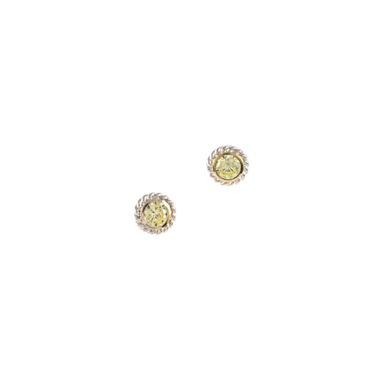 Ohrstecker 925 Silber teilvergoldet Zirkonia hellgrün