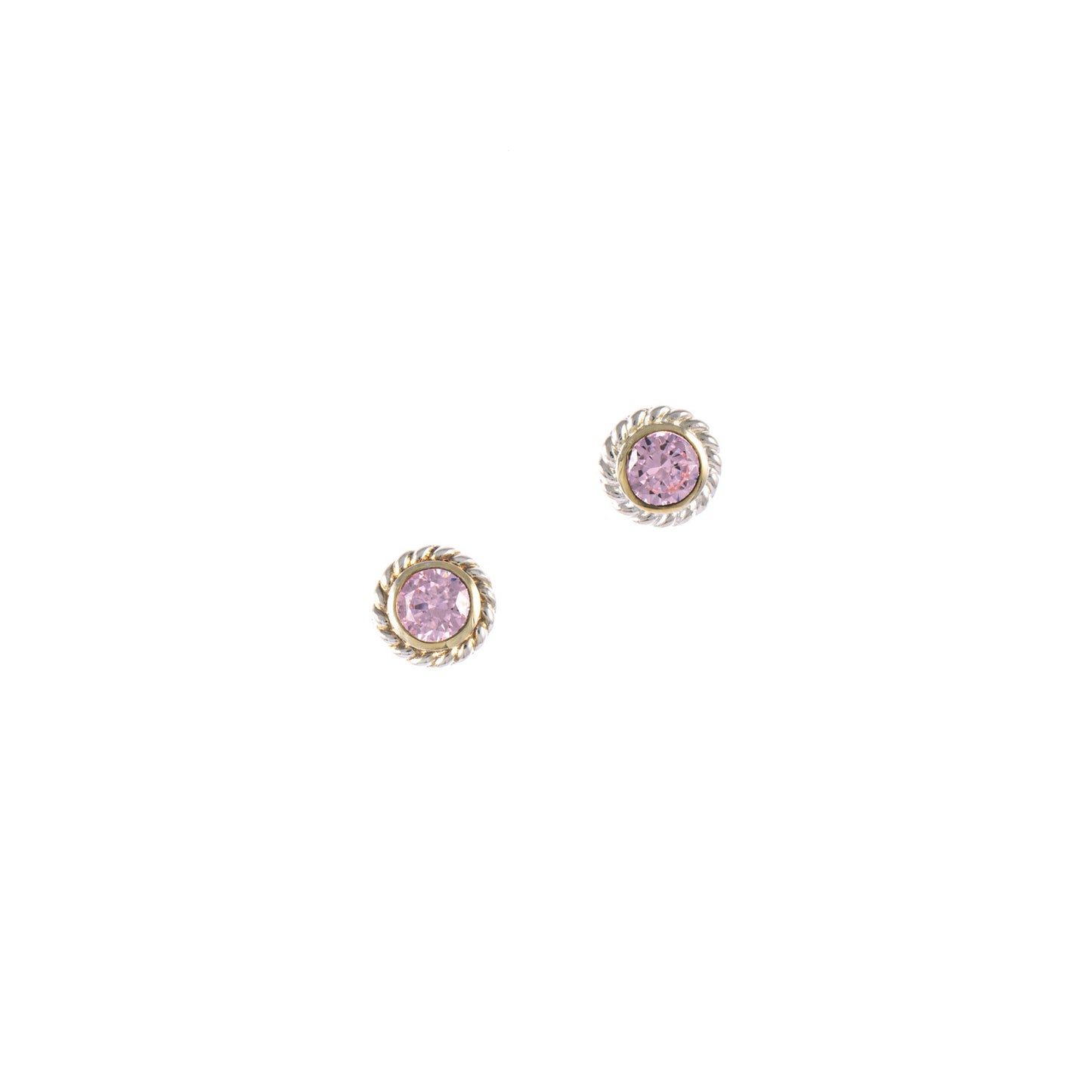 Ohrstecker 925 Silber teilvergoldet Zirkonia rosa