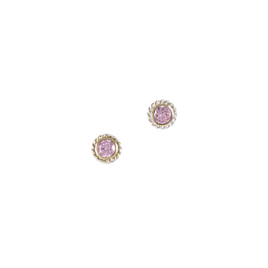 Ohrstecker 925 Silber teilvergoldet Zirkonia rosa