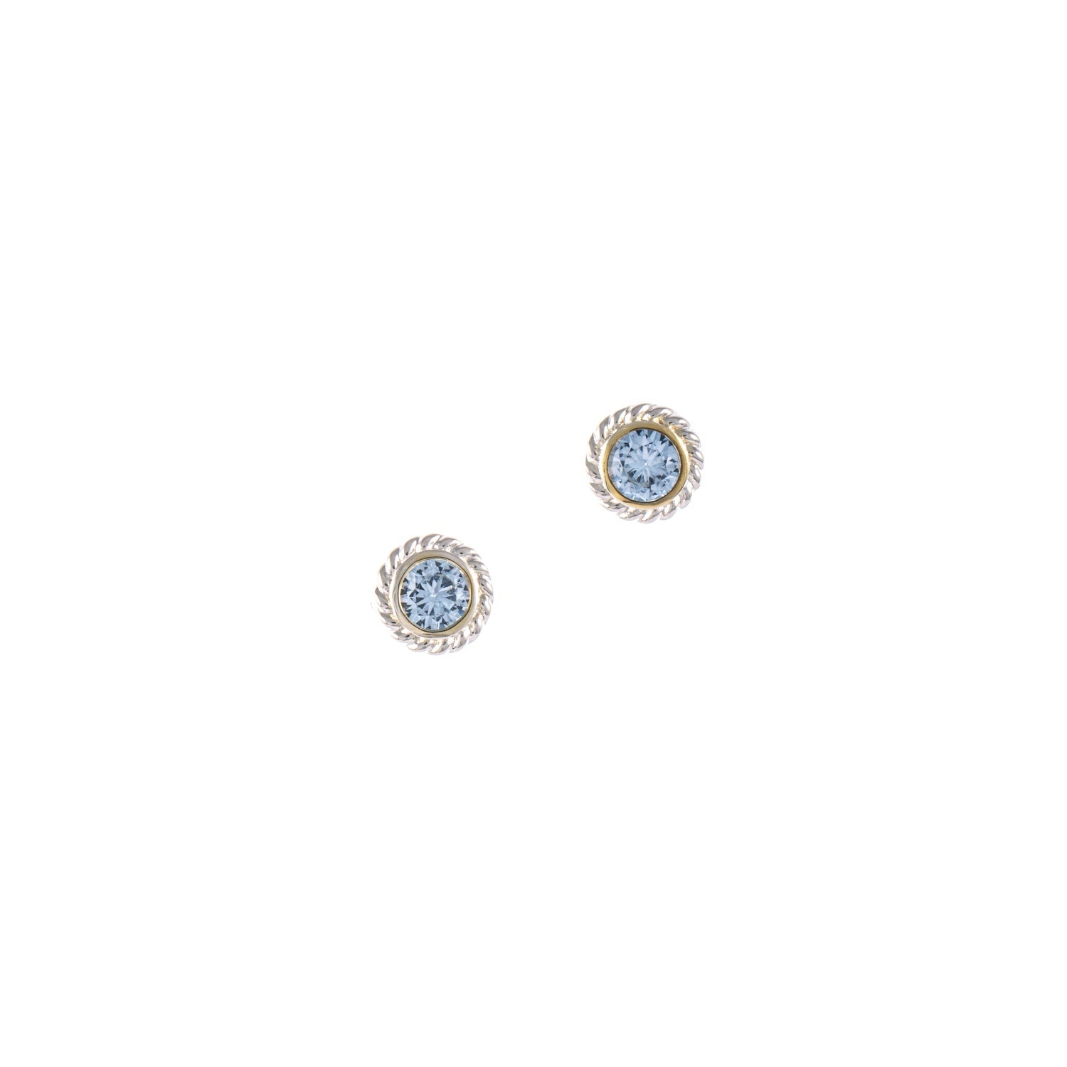 Ohrstecker 925 Silber teilvergoldet Zirkonia hellblau