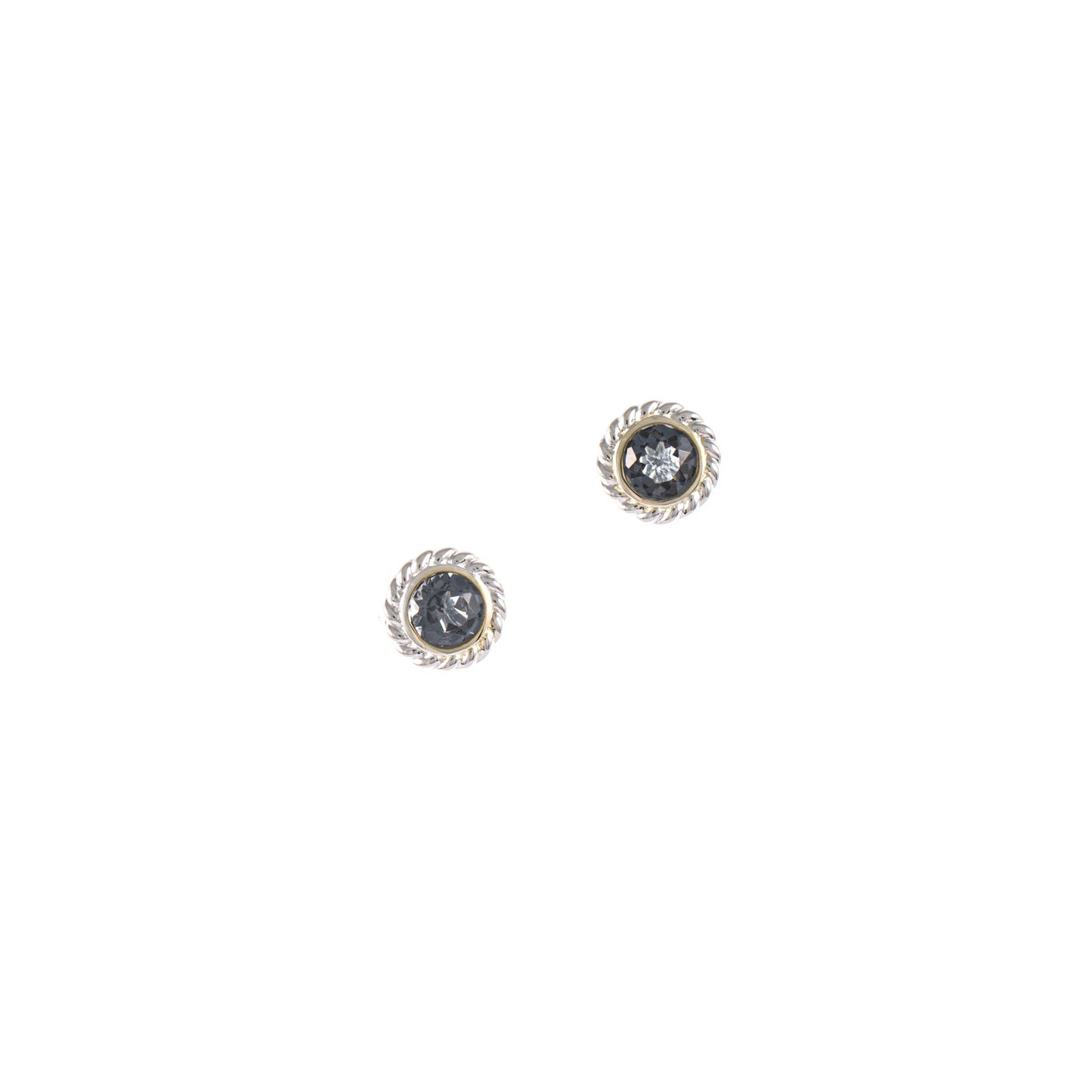 Ohrstecker 925 Silber teilvergoldet Zirkonia anthrazit
