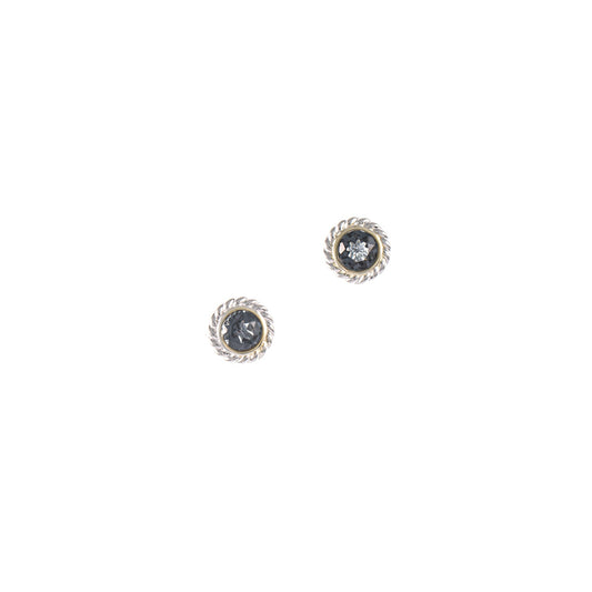 Ohrstecker 925 Silber teilvergoldet Zirkonia anthrazit