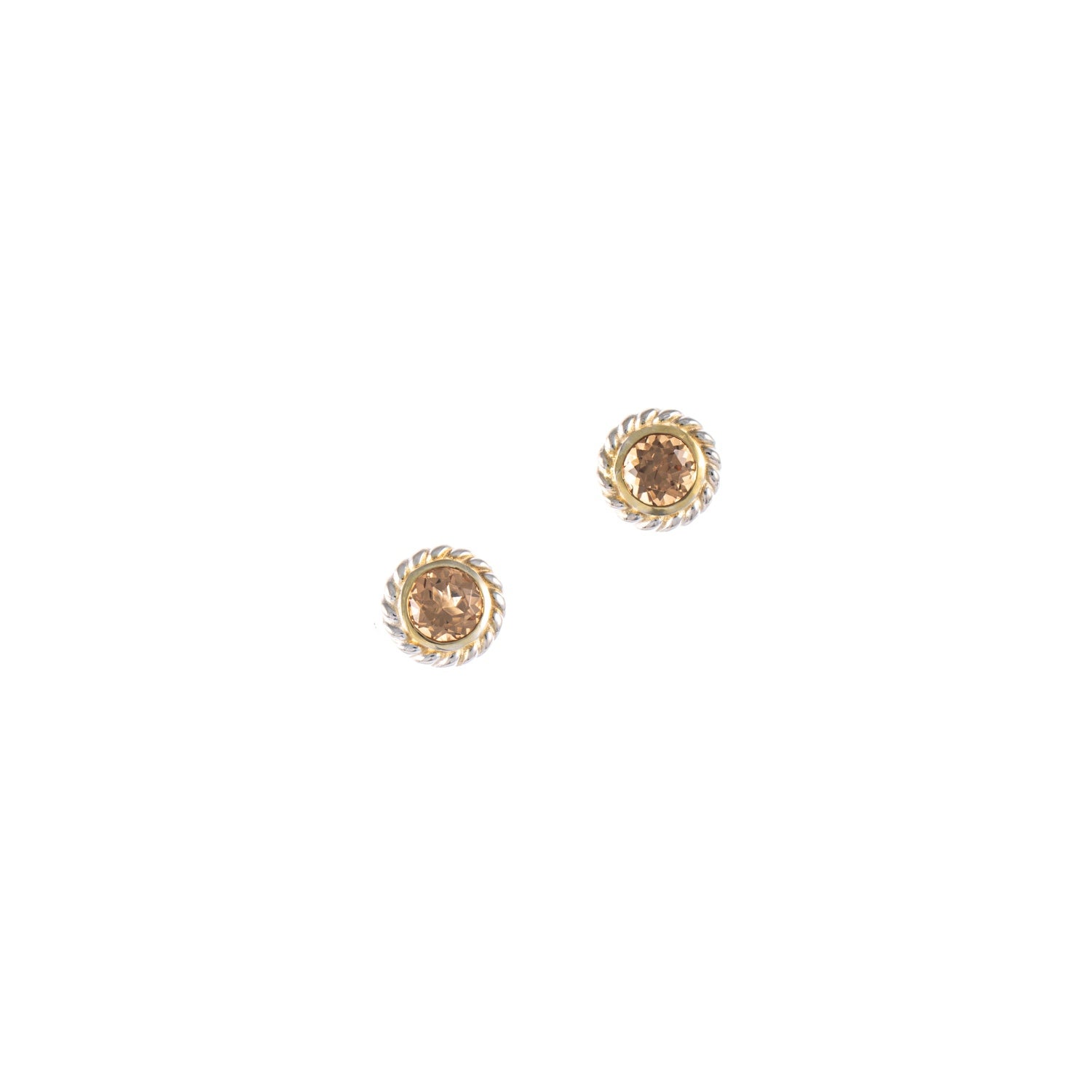 Ohrstecker 925 Silber teilvergoldet Zirkonia cognac