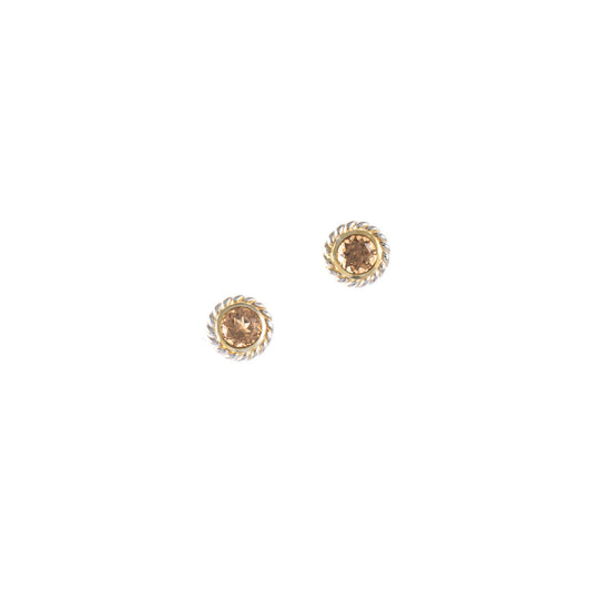 Ohrstecker 925 Silber teilvergoldet Zirkonia cognac