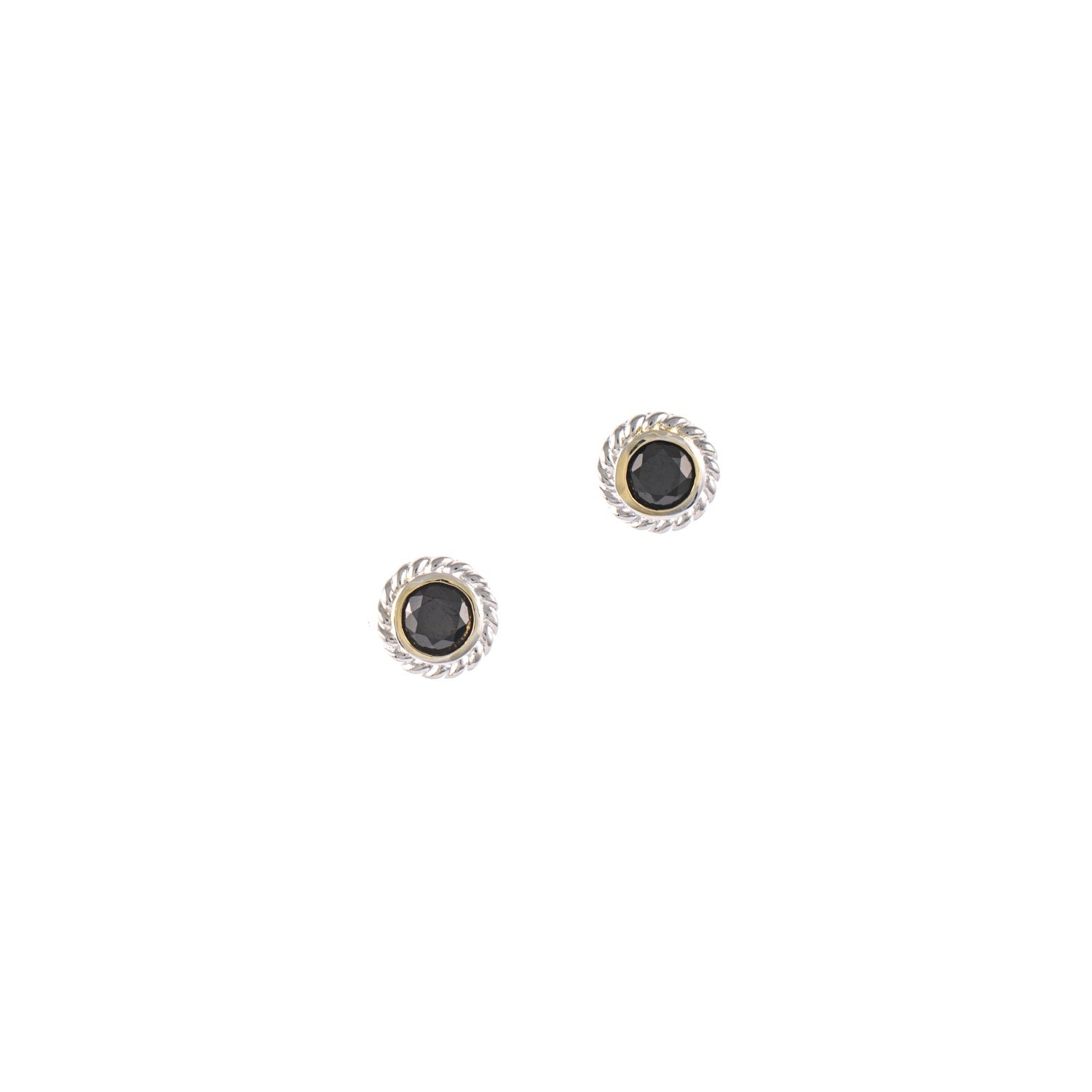 Ohrstecker 925 Silber teilvergoldet Zirkonia schwarz
