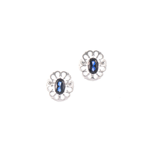 Ohrstecker 925 Silber Zirkonia blau