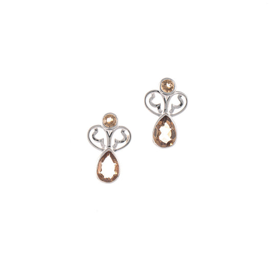 Ohrstecker 925 Silber Zirkonia cognac