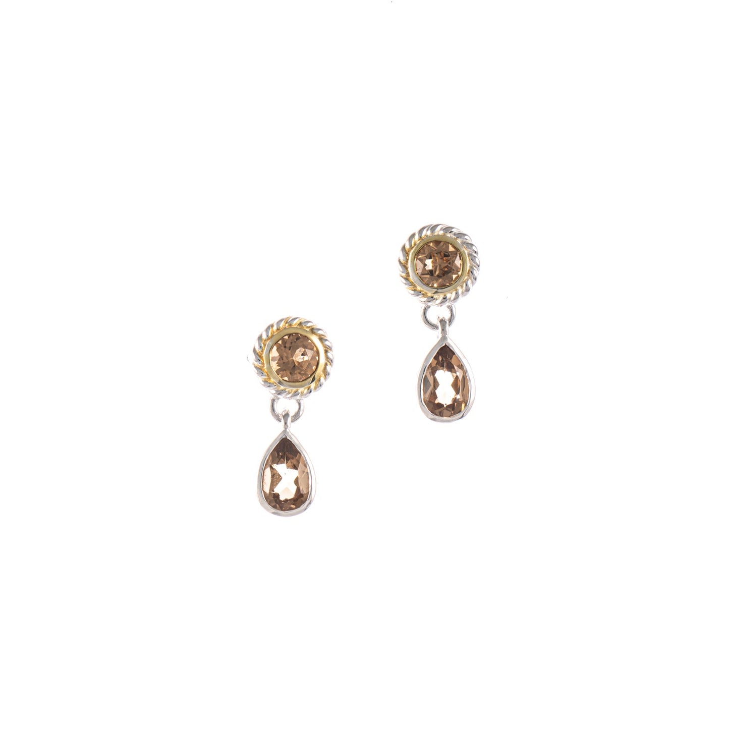Ohrstecker 925 Silber teilvergoldet Zirkonia cognac