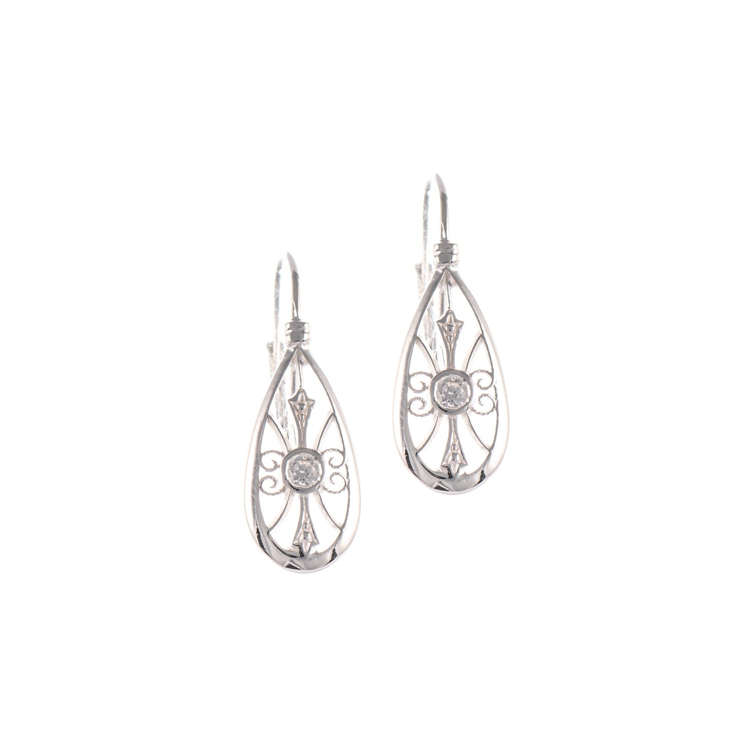 Ohrringe Bouton 925 Silber Zirkonia weiss