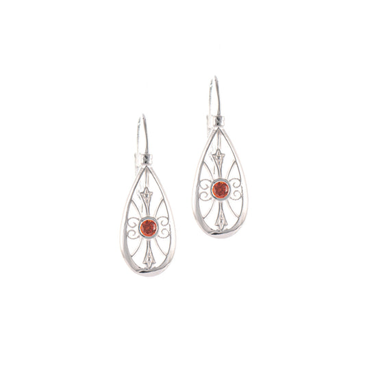 Ohrringe Bouton 925 Silber Zirkonia rot