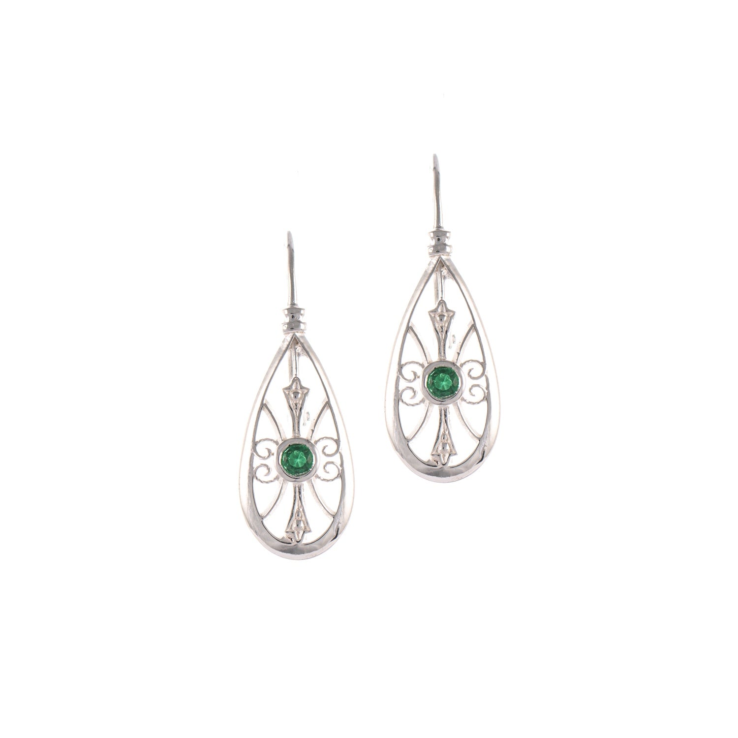 Ohrringe Bouton 925 Silber Zirkonia grün