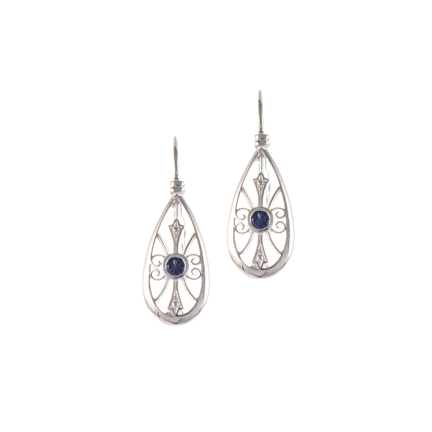 Ohrringe Bouton 925 Silber Zirkonia blau