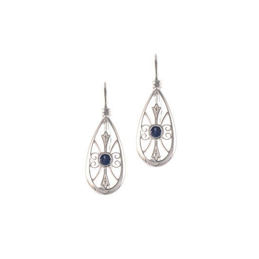Ohrringe Bouton 925 Silber Zirkonia blau
