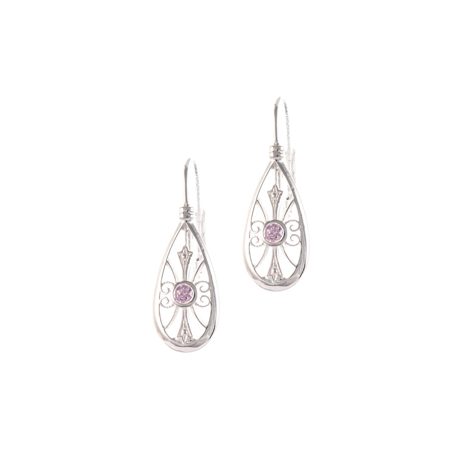 Ohrringe Bouton 925 Silber Zirkonia rosa