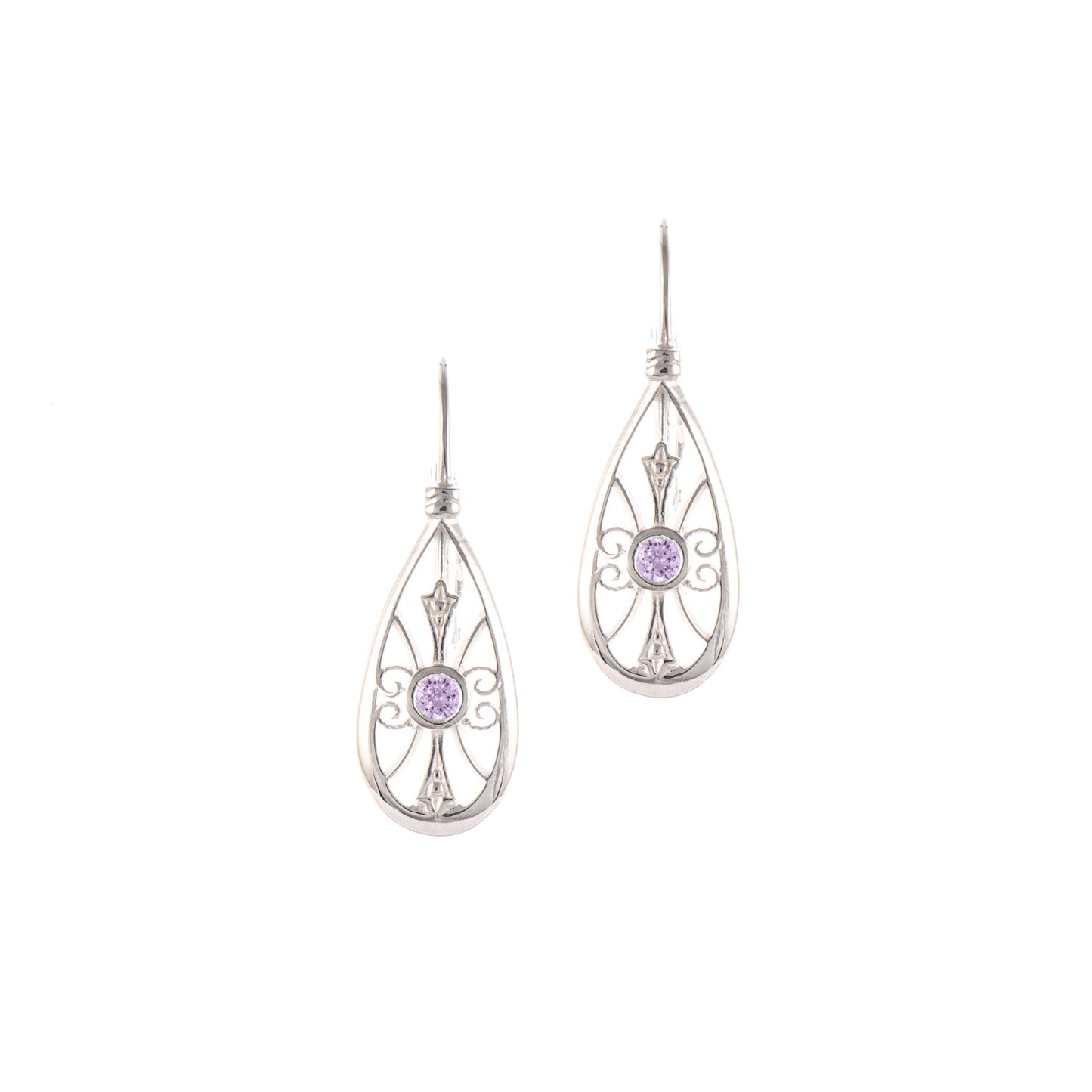 Ohrringe Bouton 925 Silber Zirkonia flieder