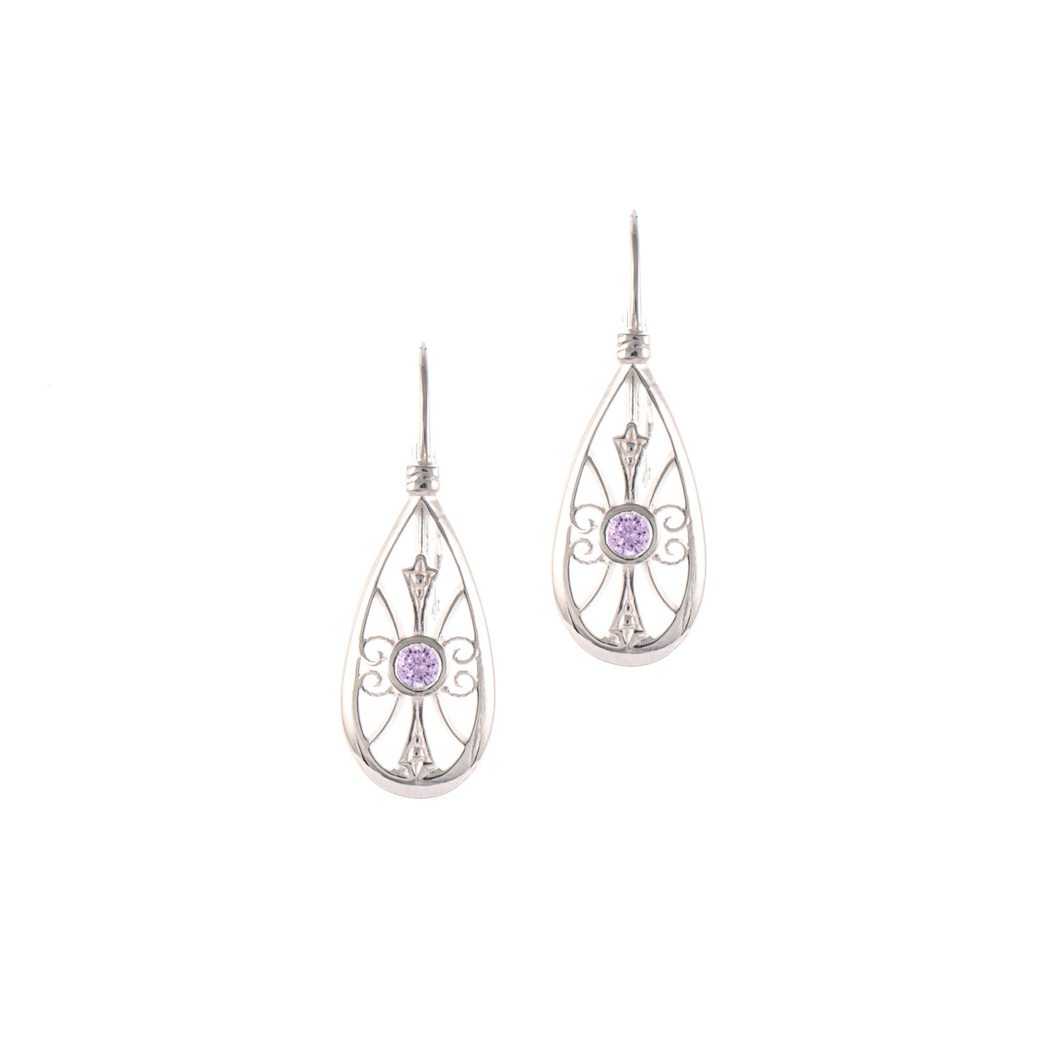 Ohrringe Bouton 925 Silber Zirkonia flieder