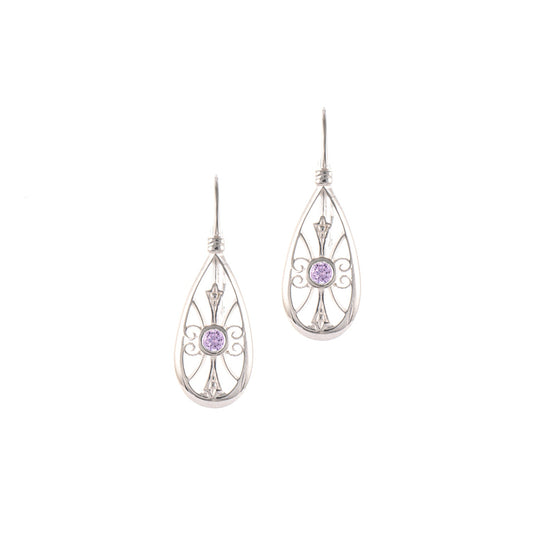 Ohrringe Bouton 925 Silber Zirkonia flieder