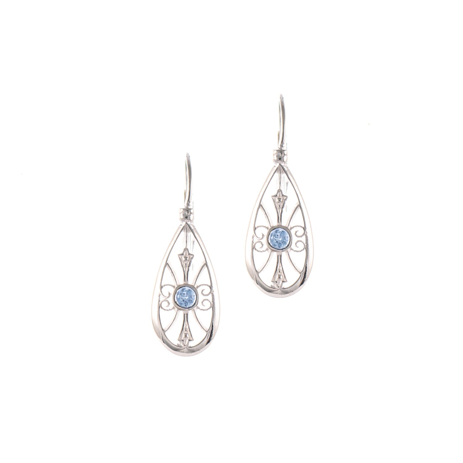 Ohrringe Bouton 925 Silber Zirkonia hellblau