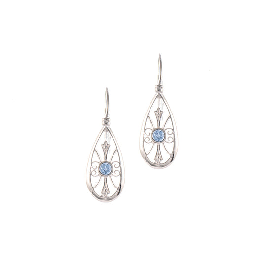 Ohrringe Bouton 925 Silber Zirkonia hellblau