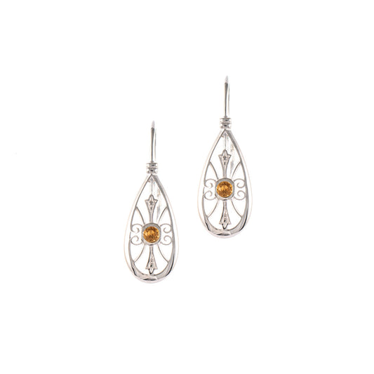 Ohrringe Bouton 925 Silber Zirkonia cognac