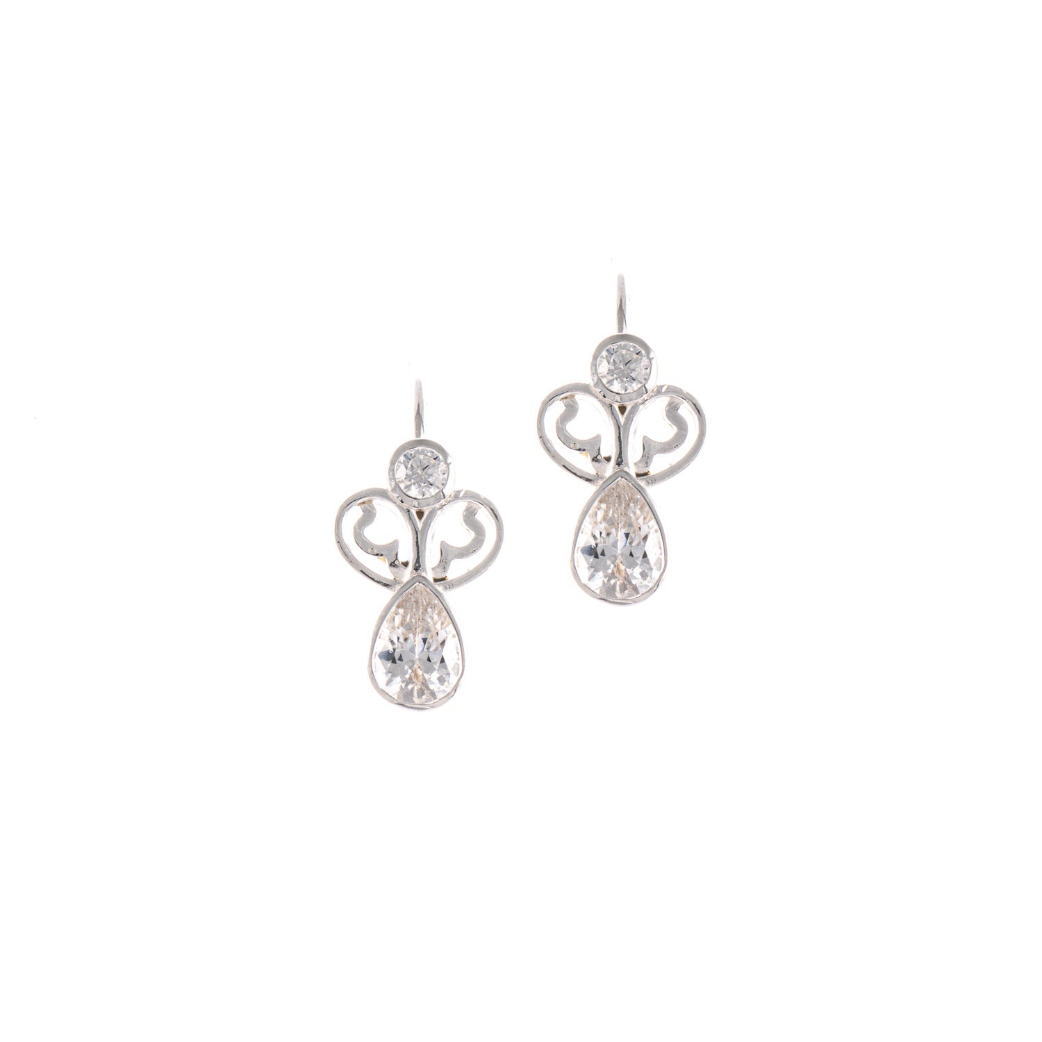 Ohrringe Bouton 925 Silber Zirkonia weiss