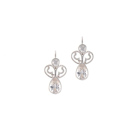 Ohrringe Bouton 925 Silber Zirkonia weiss