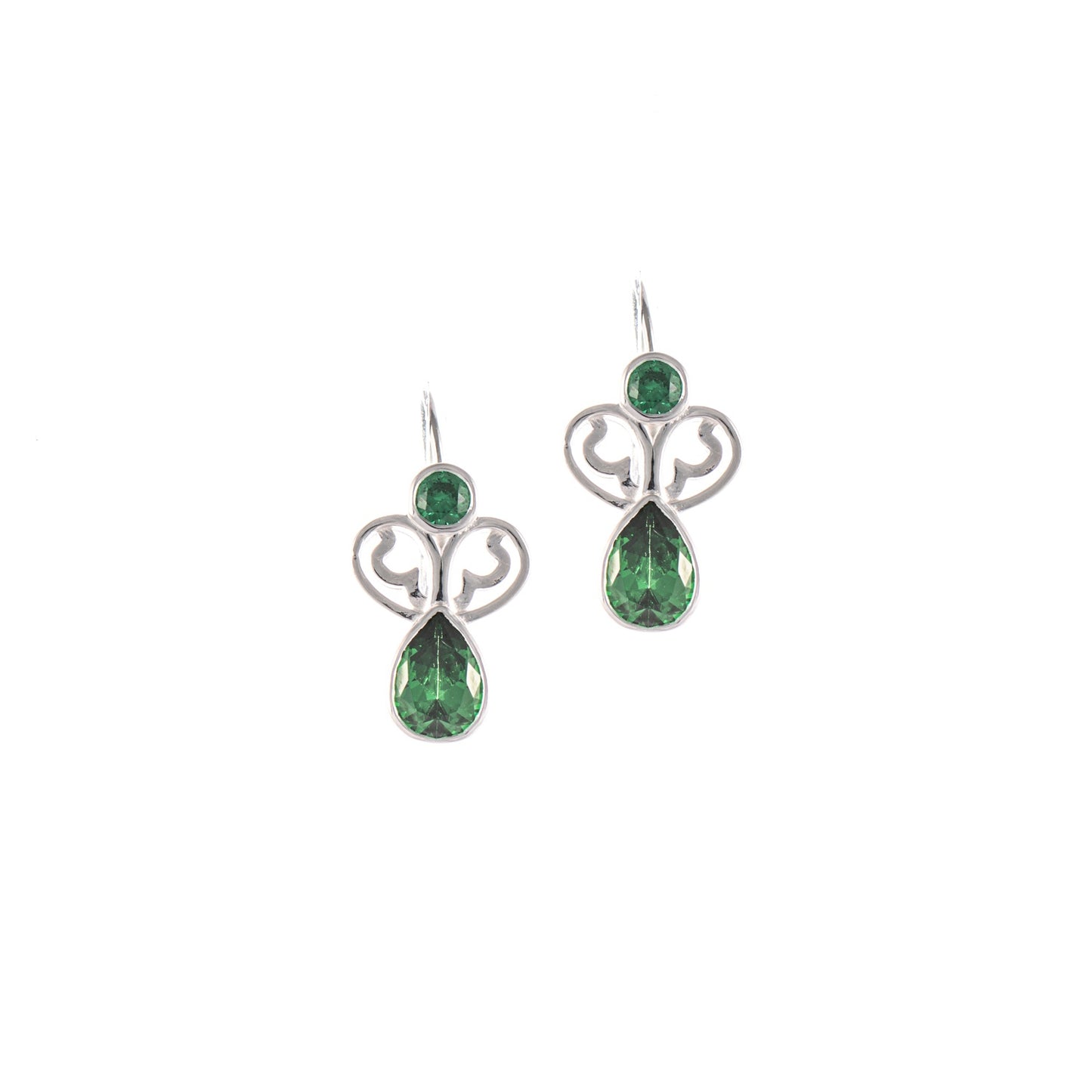 Ohrringe Bouton 925 Silber Zirkonia grün