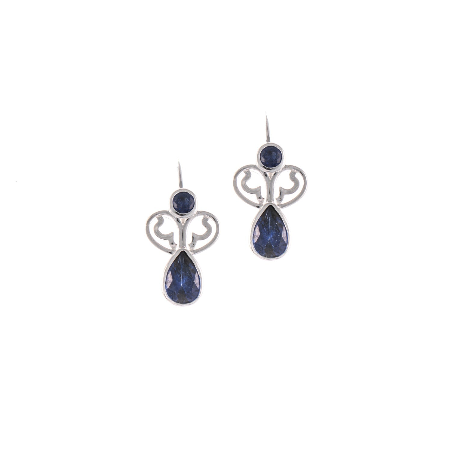 Ohrringe Bouton 925 Silber Zirkonia blau