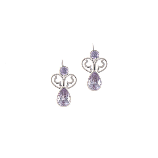 Ohrringe Bouton 925 Silber Zirkonia flieder