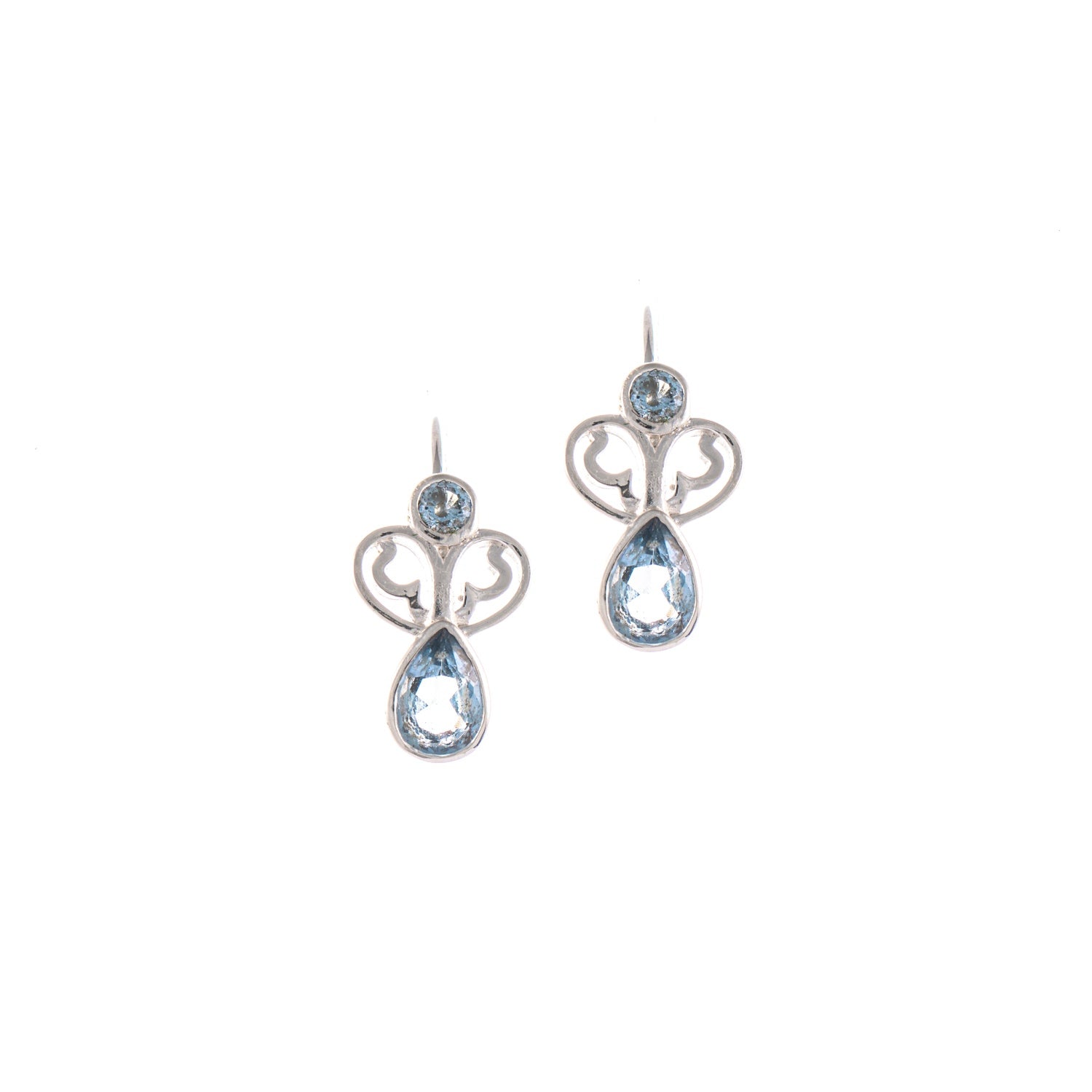 Ohrringe Bouton 925 Silber Zirkonia hellblau