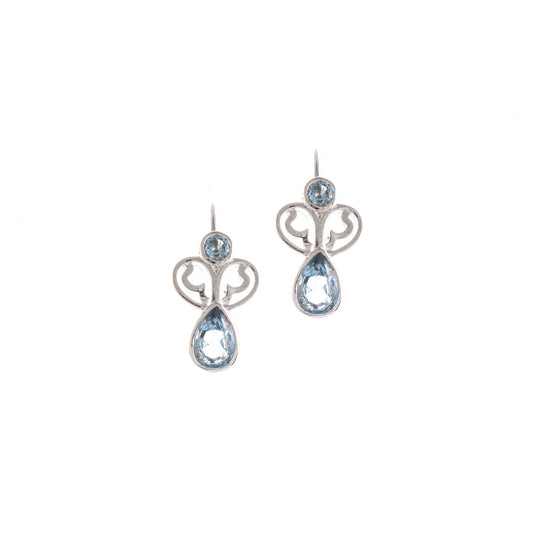 Ohrringe Bouton 925 Silber Zirkonia hellblau