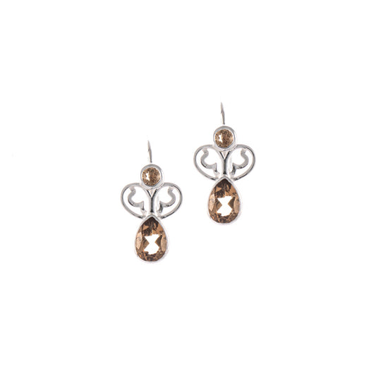 Ohrringe Bouton 925 Silber Zirkonia cognac