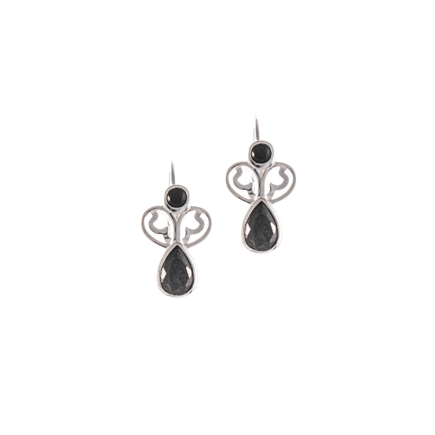 Ohrringe Bouton 925 Silber Zirkonia schwarz
