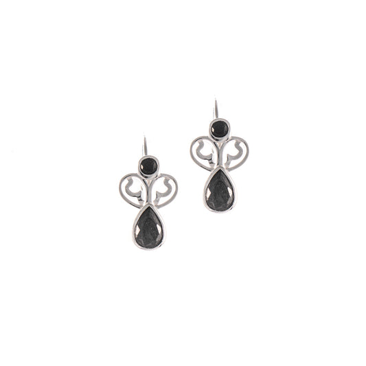 Ohrringe Bouton 925 Silber Zirkonia schwarz