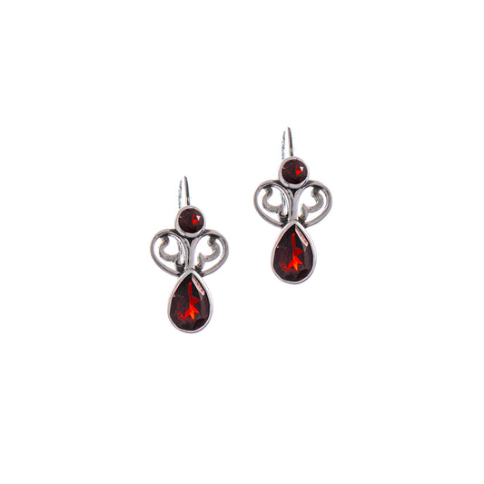 Ohrringe Bouton 925 Silber geschwärzt Granat