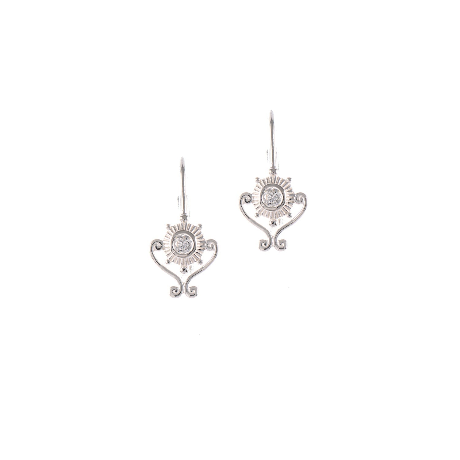 Ohrringe Bouton 925 Silber Zirkonia weiss