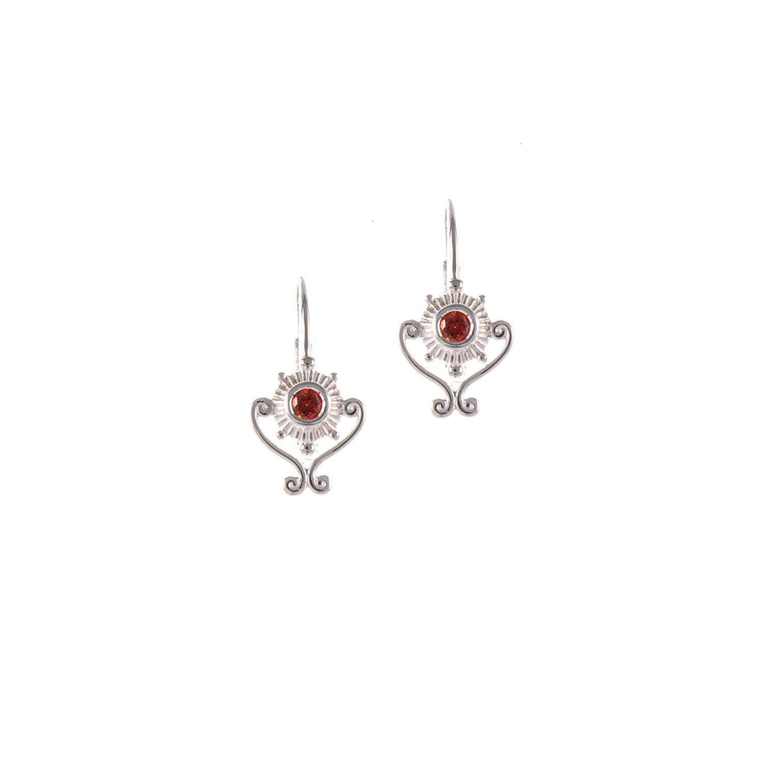 Ohrringe Bouton 925 Silber Zirkonia rot